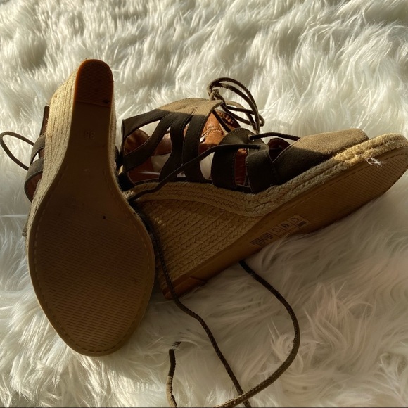 H&M Platform espadrille sandal wedges for women in army green - Picture 6 of 7